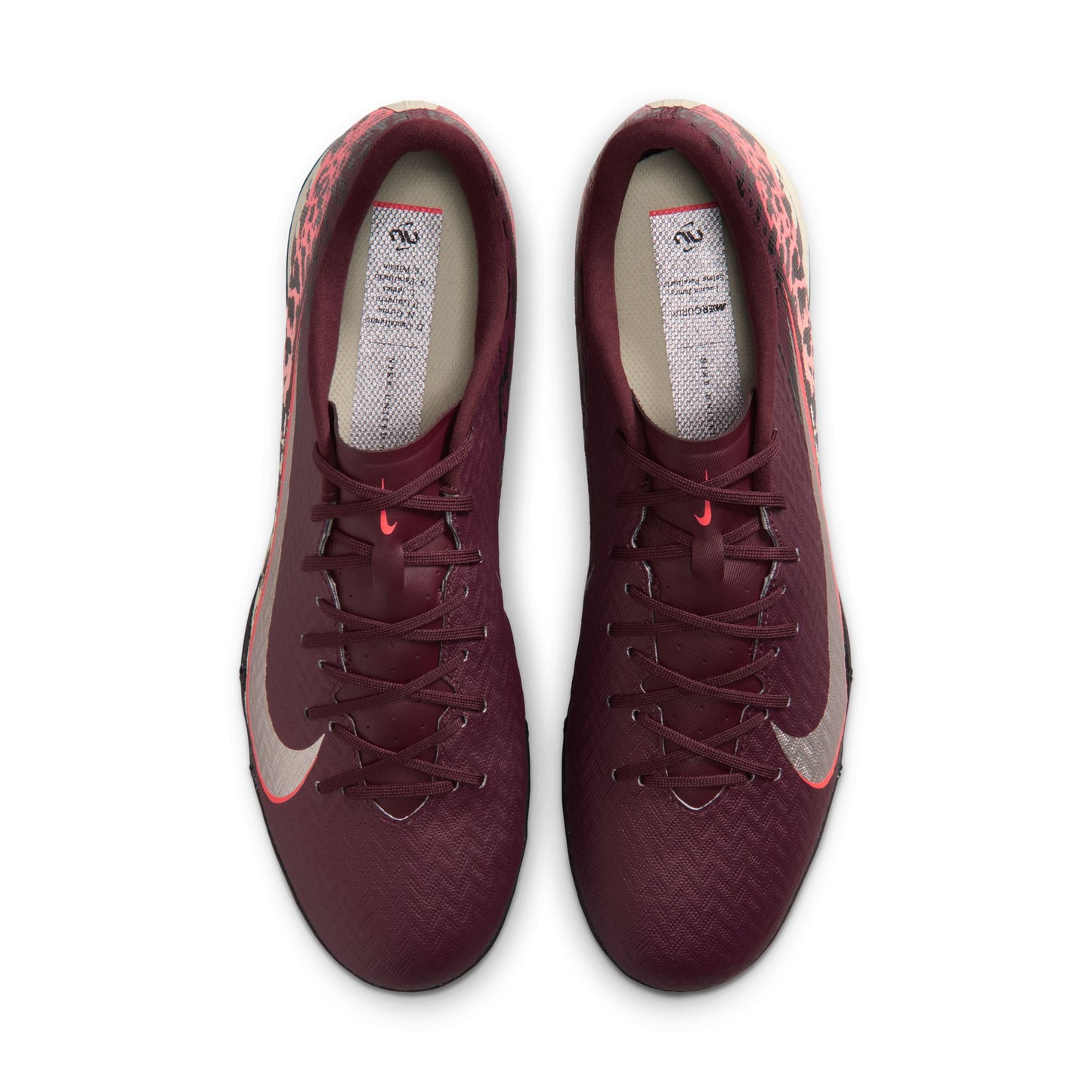 Nike Zoom Mercurial Vapor 16 Academy NU3 TF Turf Soccer Shoes - Burgundy Crush/ Metallic Silver