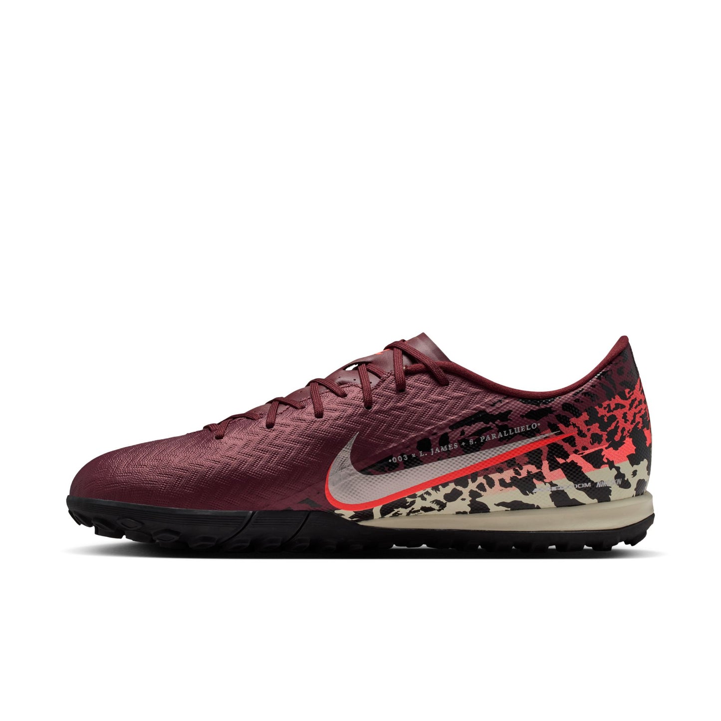 Nike Zoom Mercurial Vapor 16 Academy NU3 TF Turf Soccer Shoes - Burgundy Crush/ Metallic Silver