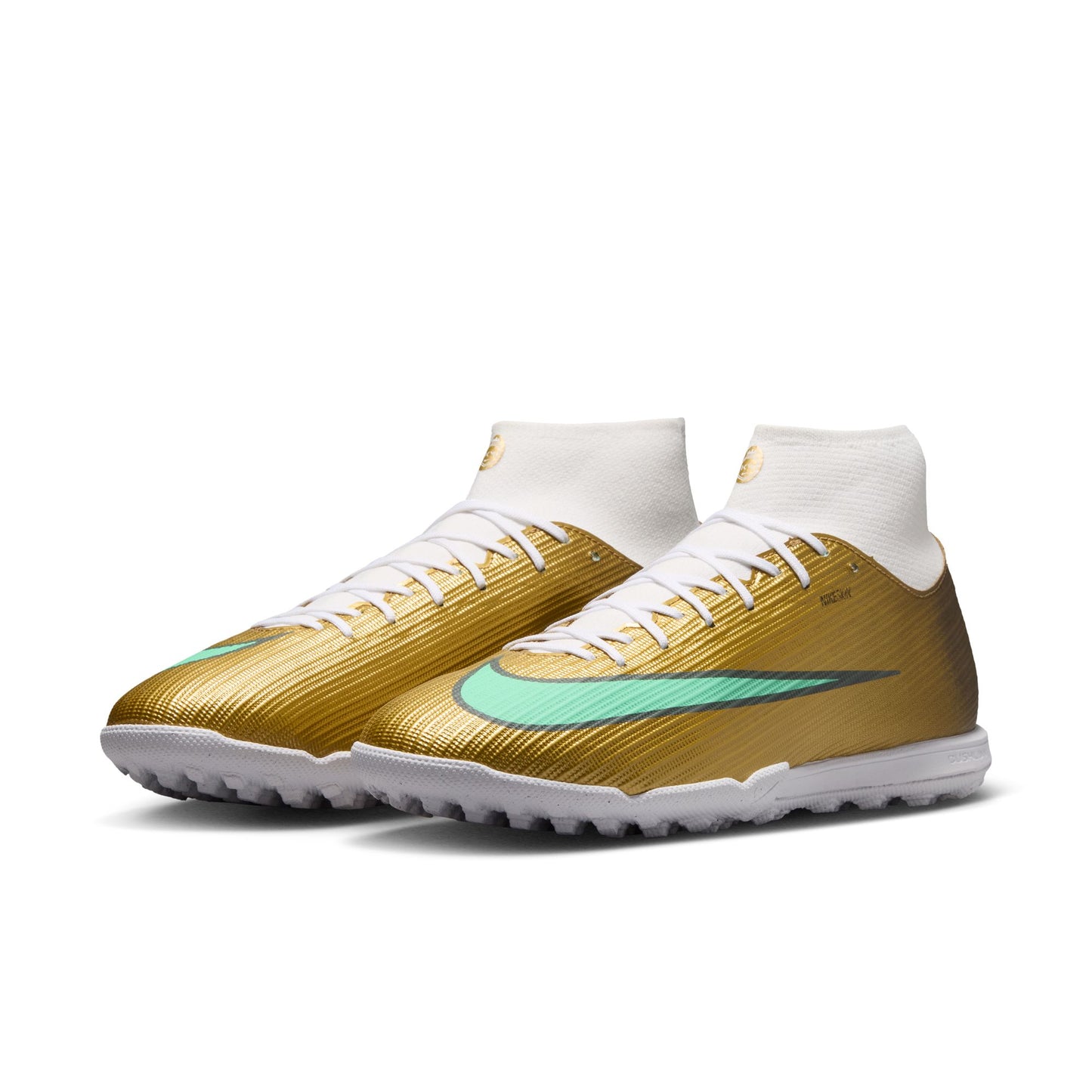 Nike Air Zoom Mercurial Superfly 11 Academy Kylian Mbappé TF Turf Soccer Shoes - Metallic Gold/ Green Glow