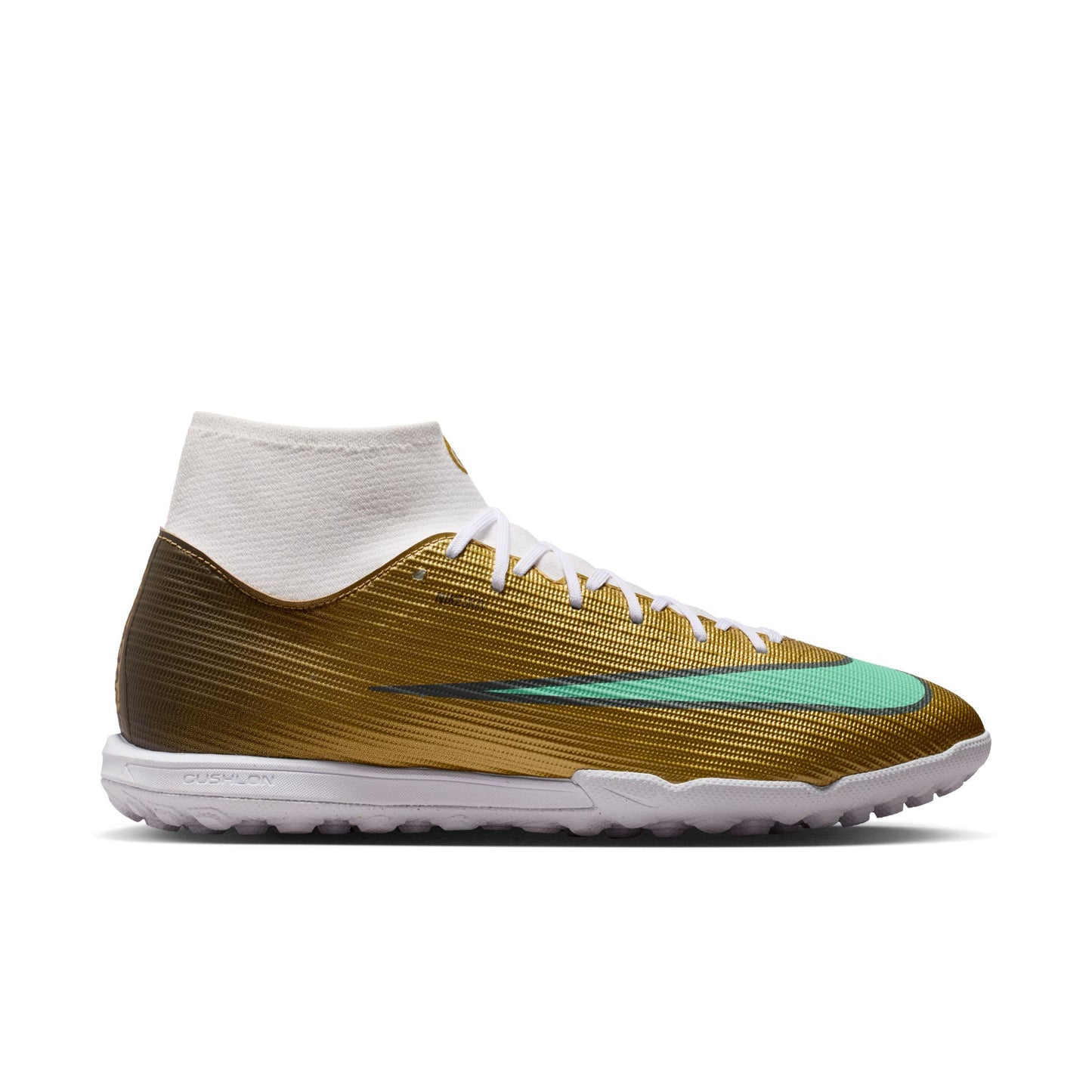 Nike Air Zoom Mercurial Superfly 11 Academy Kylian Mbappé TF Turf Soccer Shoes - Metallic Gold/ Green Glow