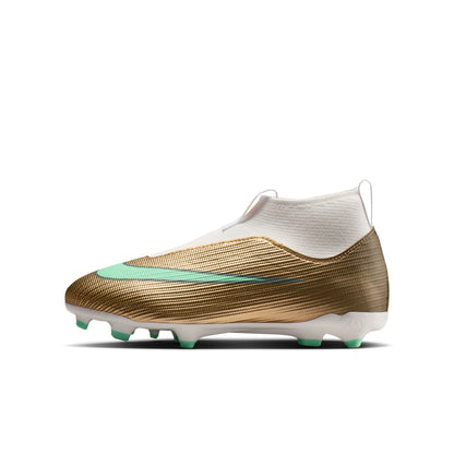 Nike Junior Superfly 10 Academy Kylian Mbappe Firm Ground Soccer Shoes - Metallic Gold/ Green Glow