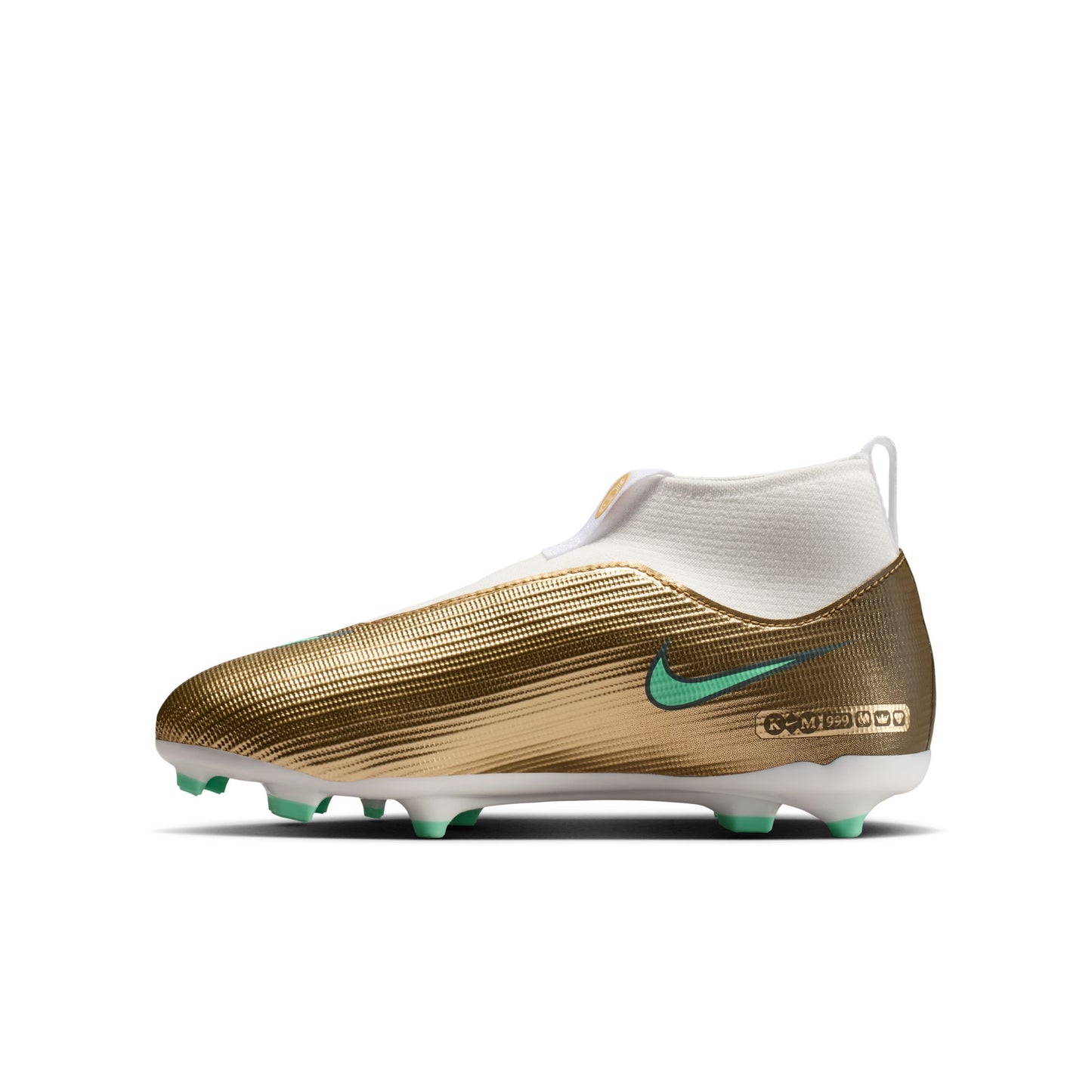 Nike Junior Superfly 10 Academy Kylian Mbappe Firm Ground Soccer Shoes - Metallic Gold/ Green Glow