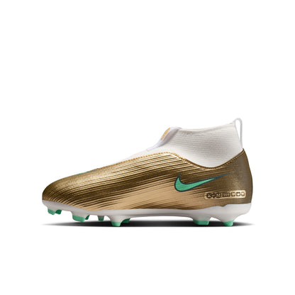 Nike Junior Superfly 10 Academy Kylian Mbappe Firm Ground Soccer Shoes - Metallic Gold/ Green Glow