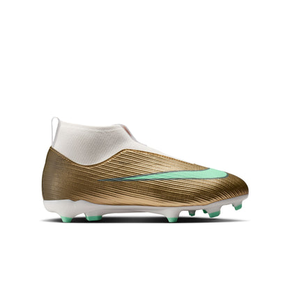 Nike Junior Superfly 10 Academy Kylian Mbappe Firm Ground Soccer Shoes - Metallic Gold/ Green Glow