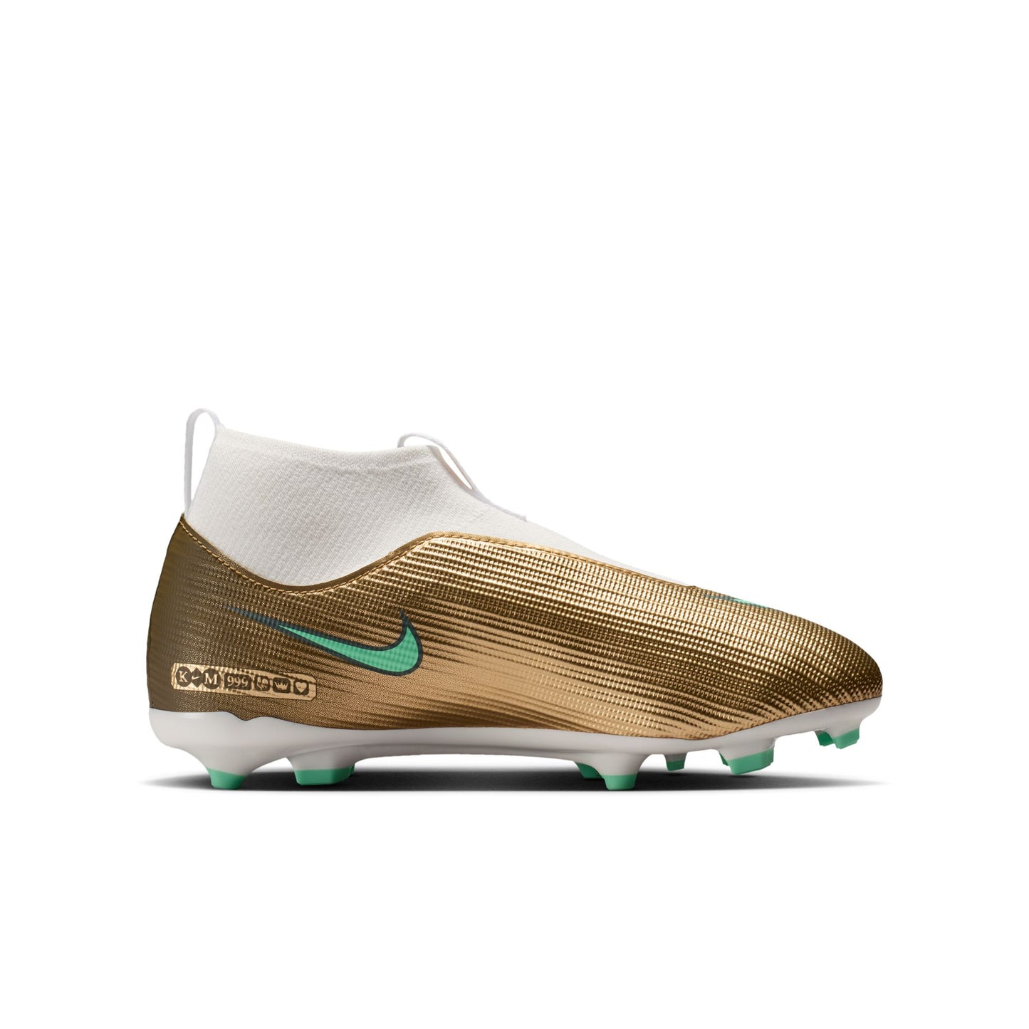 Nike Junior Superfly 10 Academy Kylian Mbappe Firm Ground Soccer Shoes - Metallic Gold/ Green Glow