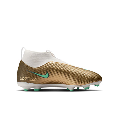 Nike Junior Superfly 10 Academy Kylian Mbappe Firm Ground Soccer Shoes - Metallic Gold/ Green Glow