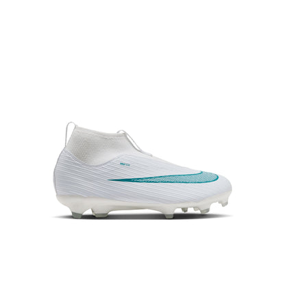 Nike Little Kids Mercurial Superfly 11 FG Firm Ground Soccer Shoes- White/ Dusty Cactus/ White