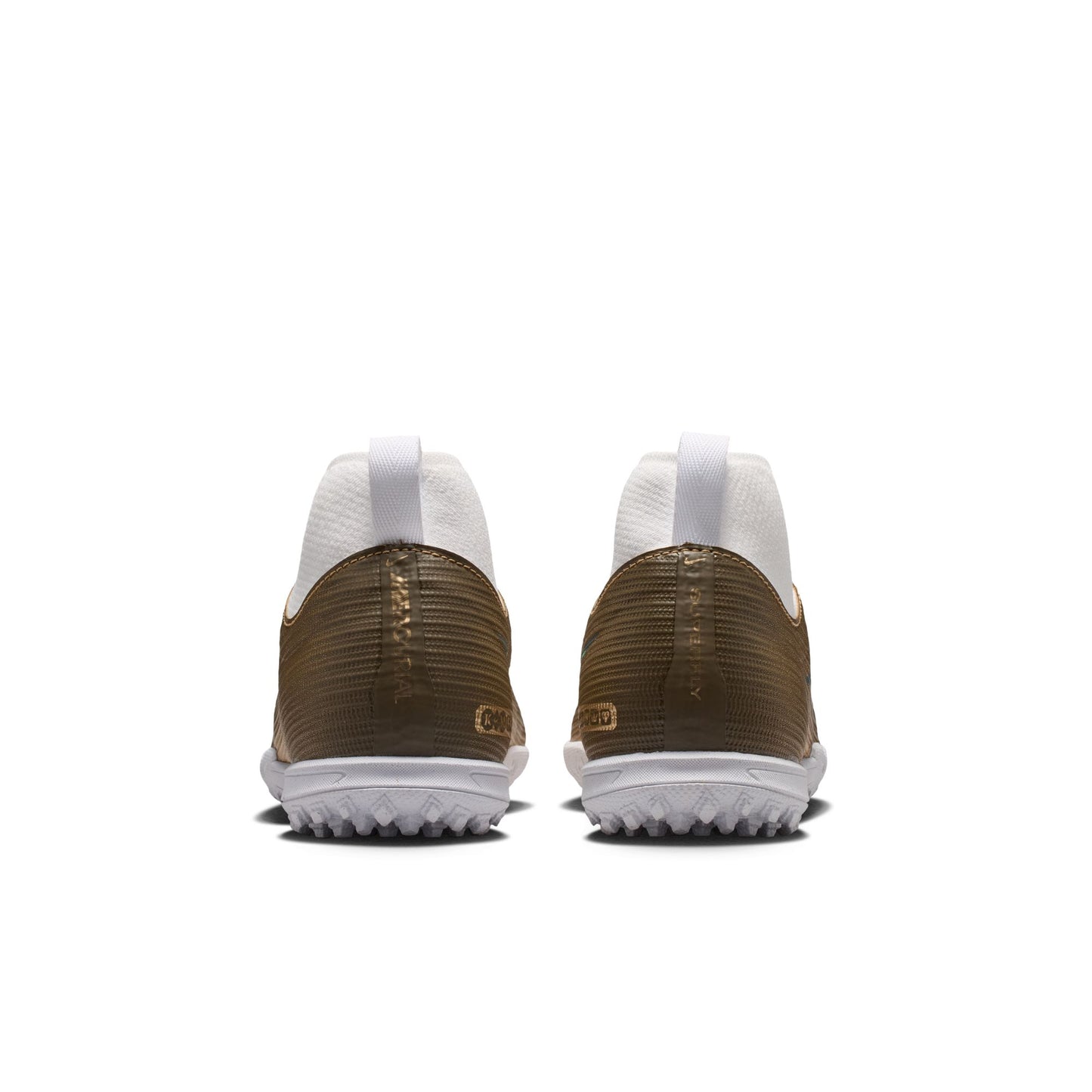 Nike Junior Superfly 10 Academy Kylian Mbappe TF Turf Soccer Shoes  - Metallic Gold/ Green Glow
