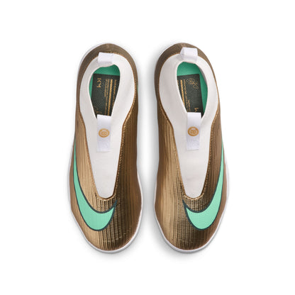 Nike Junior Superfly 10 Academy Kylian Mbappe TF Turf Soccer Shoes  - Metallic Gold/ Green Glow