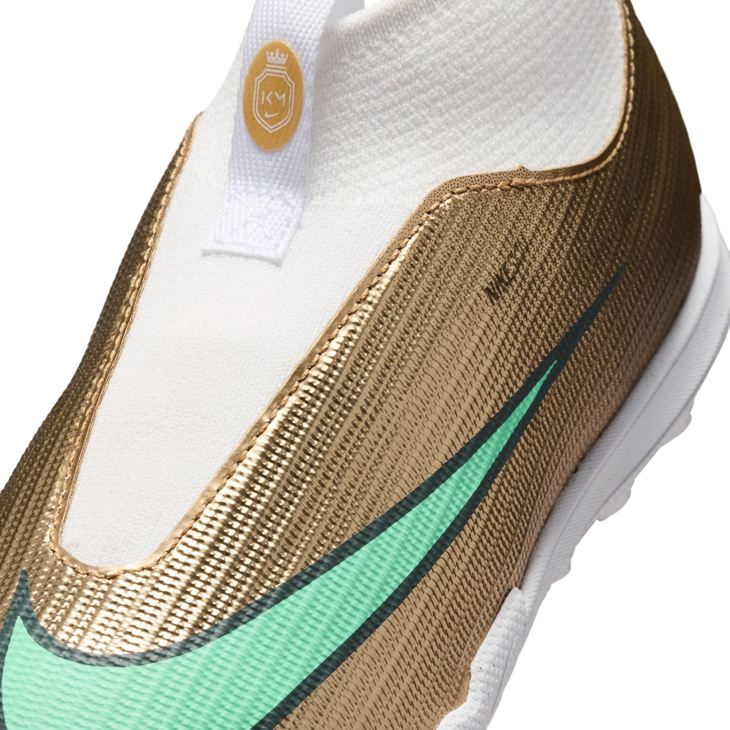 Nike Junior Superfly 10 Academy Kylian Mbappe TF Turf Soccer Shoes  - Metallic Gold/ Green Glow