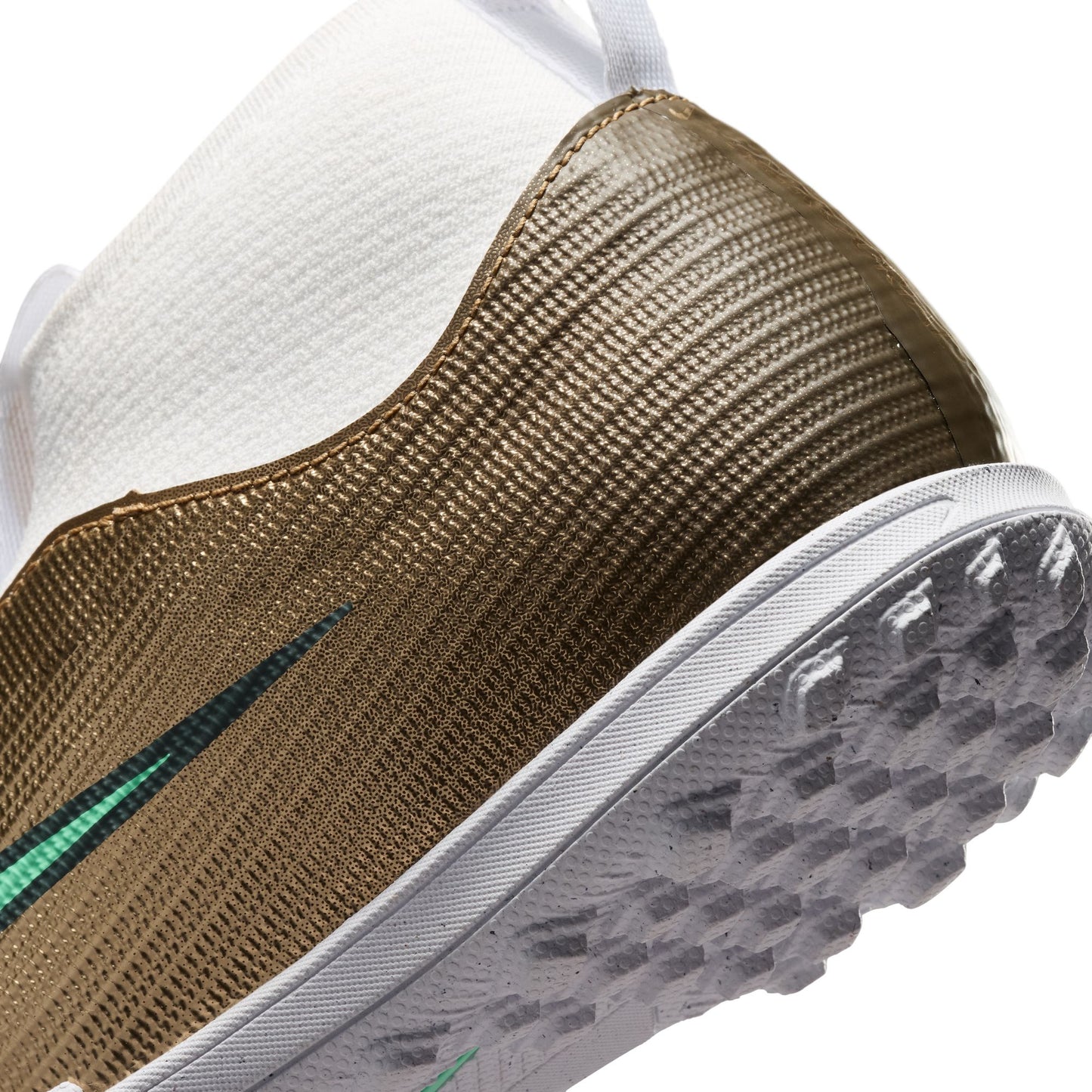 Nike Junior Superfly 10 Academy Kylian Mbappe TF Turf Soccer Shoes  - Metallic Gold/ Green Glow