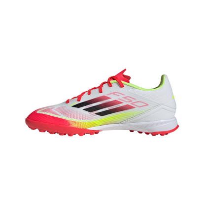 adidas F50 League TF Turf Soccer Shoes - ftwr white/core black/solar yellow