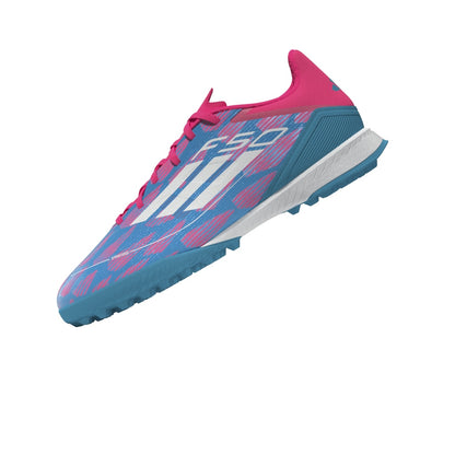 adidas F50 League TF Turf Shoes- Solar Blue/ FTWhite/ Solar Pink