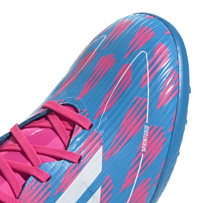 adidas F50 League TF Turf Shoes- Solar Blue/ FTWhite/ Solar Pink