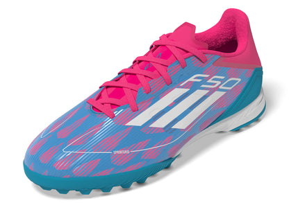 adidas F50 League TF Turf Shoes- Solar Blue/ FTWhite/ Solar Pink