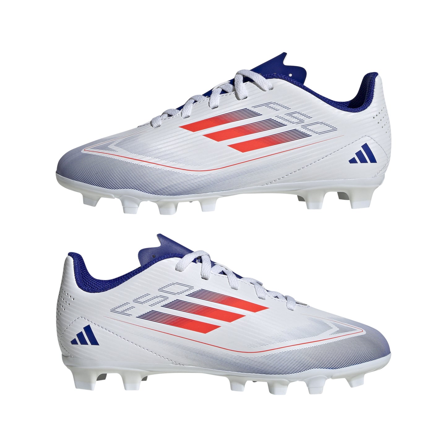 adidas F50 Club Junior FG Firm Ground Soccer Cleats - White/Solar Red/Blu