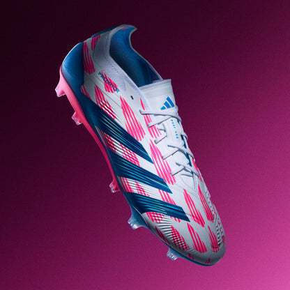 adidas Predator Elite FG Firm Ground Soccer Cleat - FTWhite/ Solar Blue/ Solar Pink
