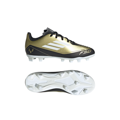 adidas F50 Club MESSI FG Firm Ground Junior- Gold/White/Black