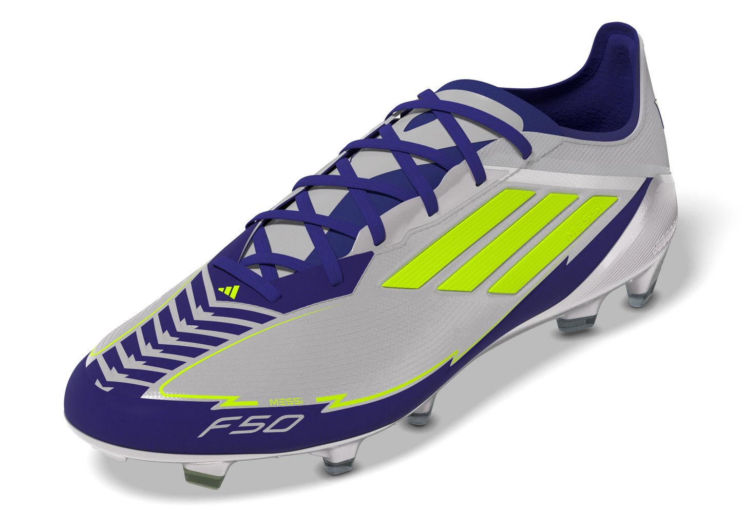 adidas F50 League MESSI FG/MG Junior - Silver / Blue / Neon