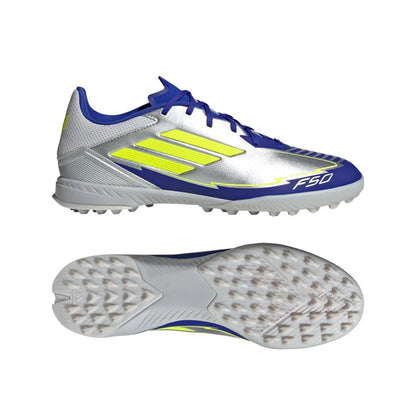 adidas F50 League TF Turf Shoes MESSI - Silver / Blue / Neon