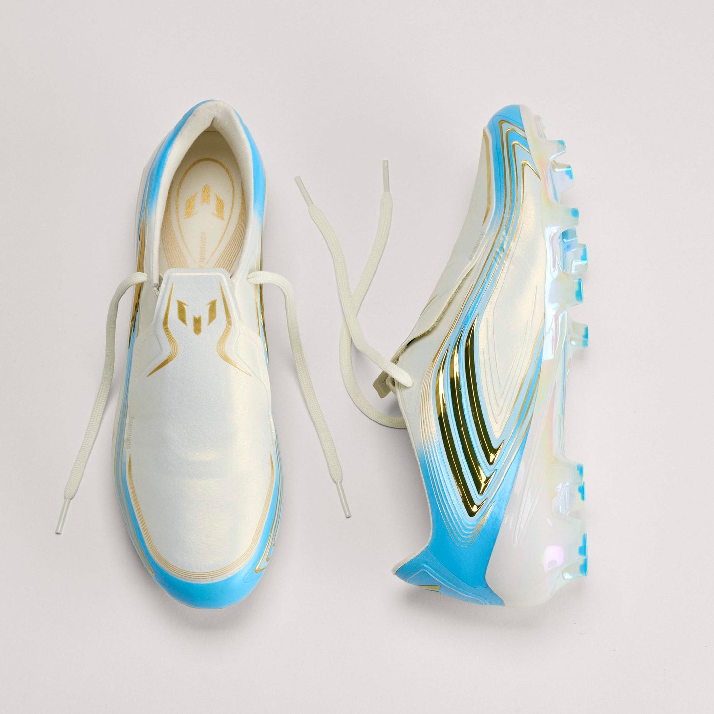 adidas F50 Elite Messi FG Firm Ground Soccer Cleats - Ivory / Semi Blue Burst / Icey Blue