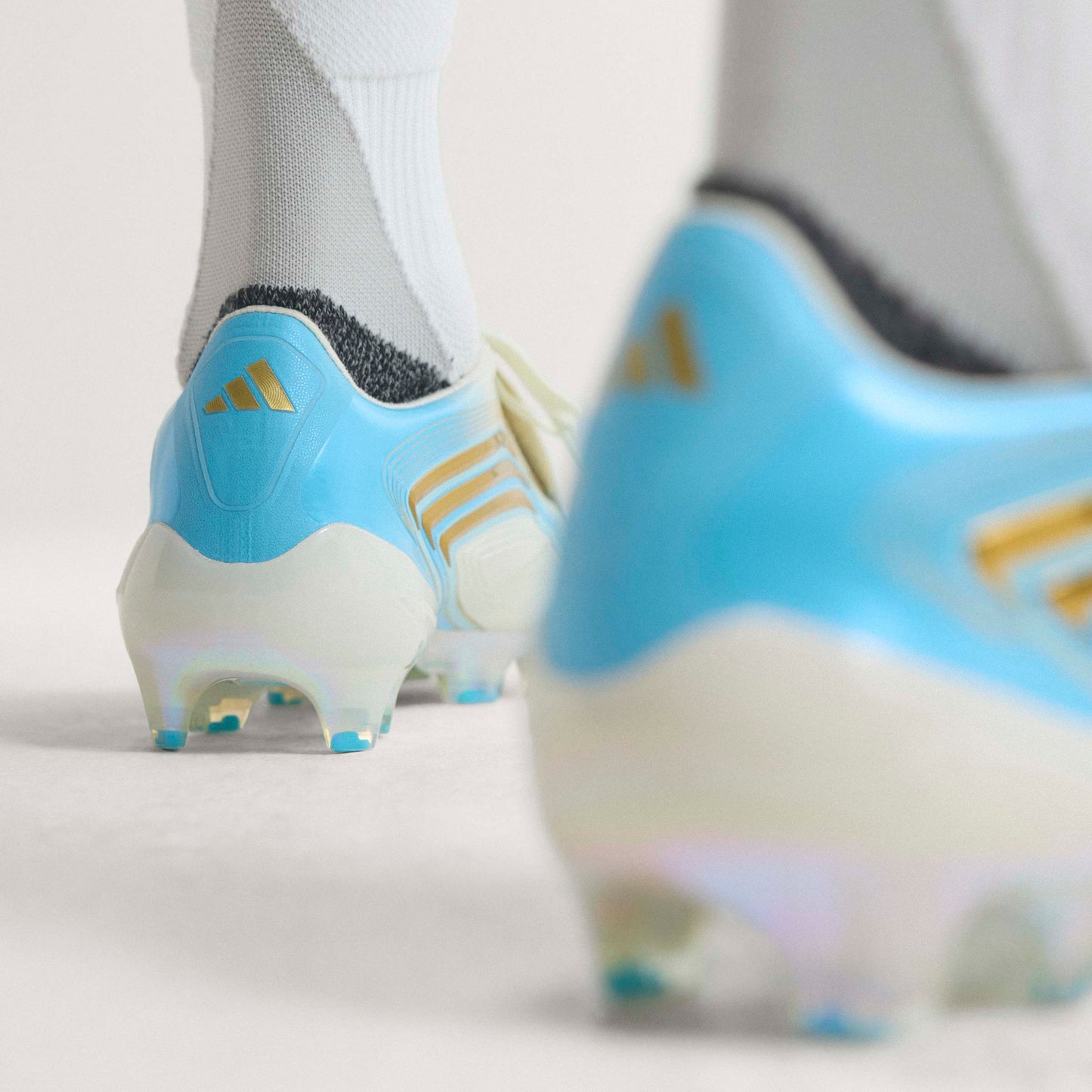 adidas F50 Elite Messi FG Firm Ground Soccer Cleats - Ivory / Semi Blue Burst / Icey Blue