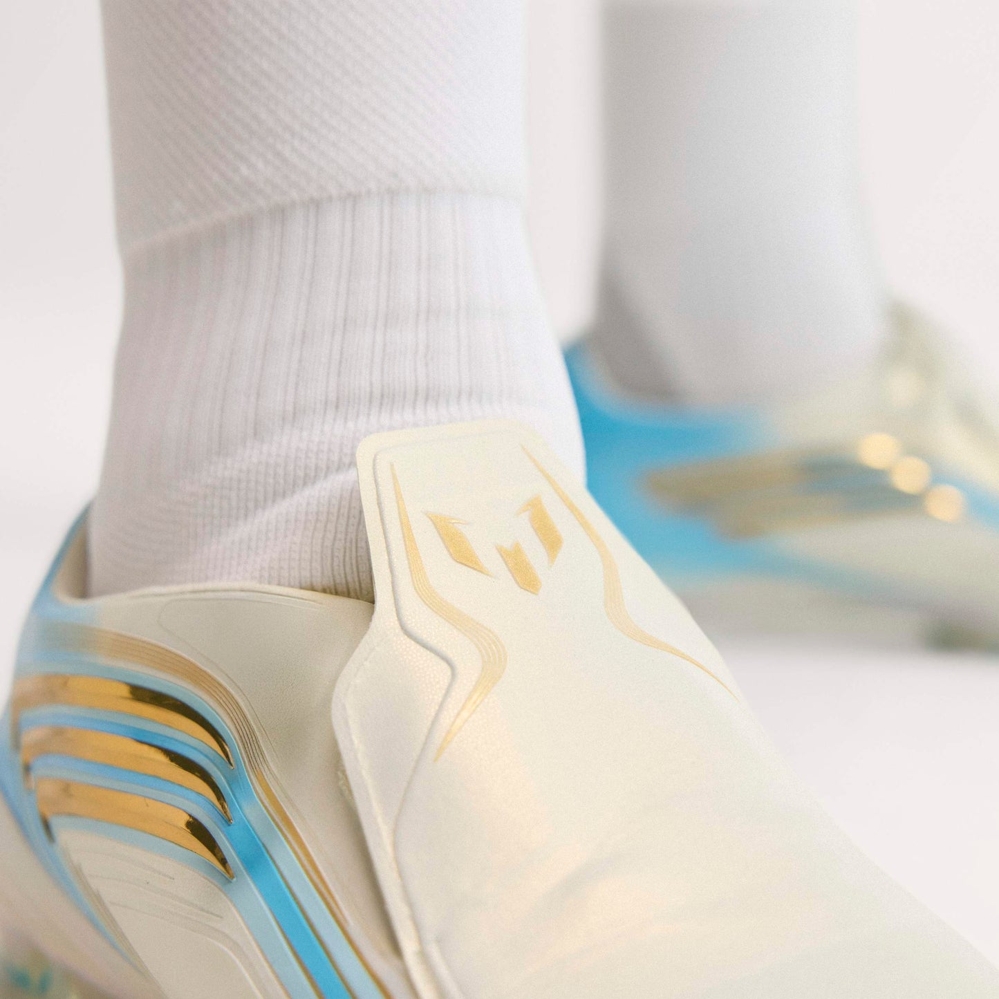 adidas F50 Elite Messi FG Firm Ground Soccer Cleats - Ivory / Semi Blue Burst / Icey Blue