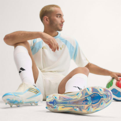 adidas F50 Elite Messi FG Firm Ground Soccer Cleats - Ivory / Semi Blue Burst / Icey Blue