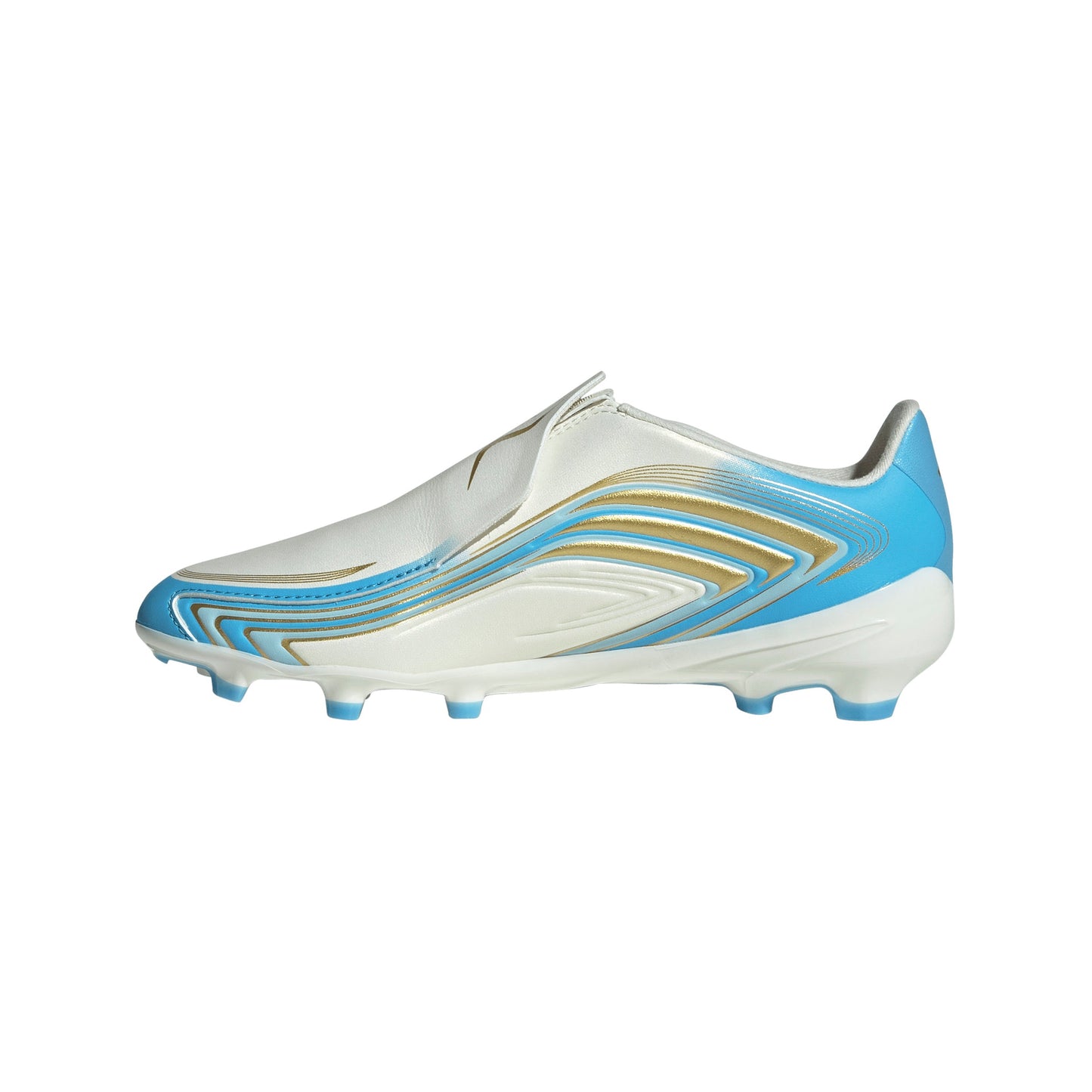 adidas F50 Messi League Junior FG Firm Ground Soccer Cleats - Ivory / Semi Blue Burst / Icey Blue