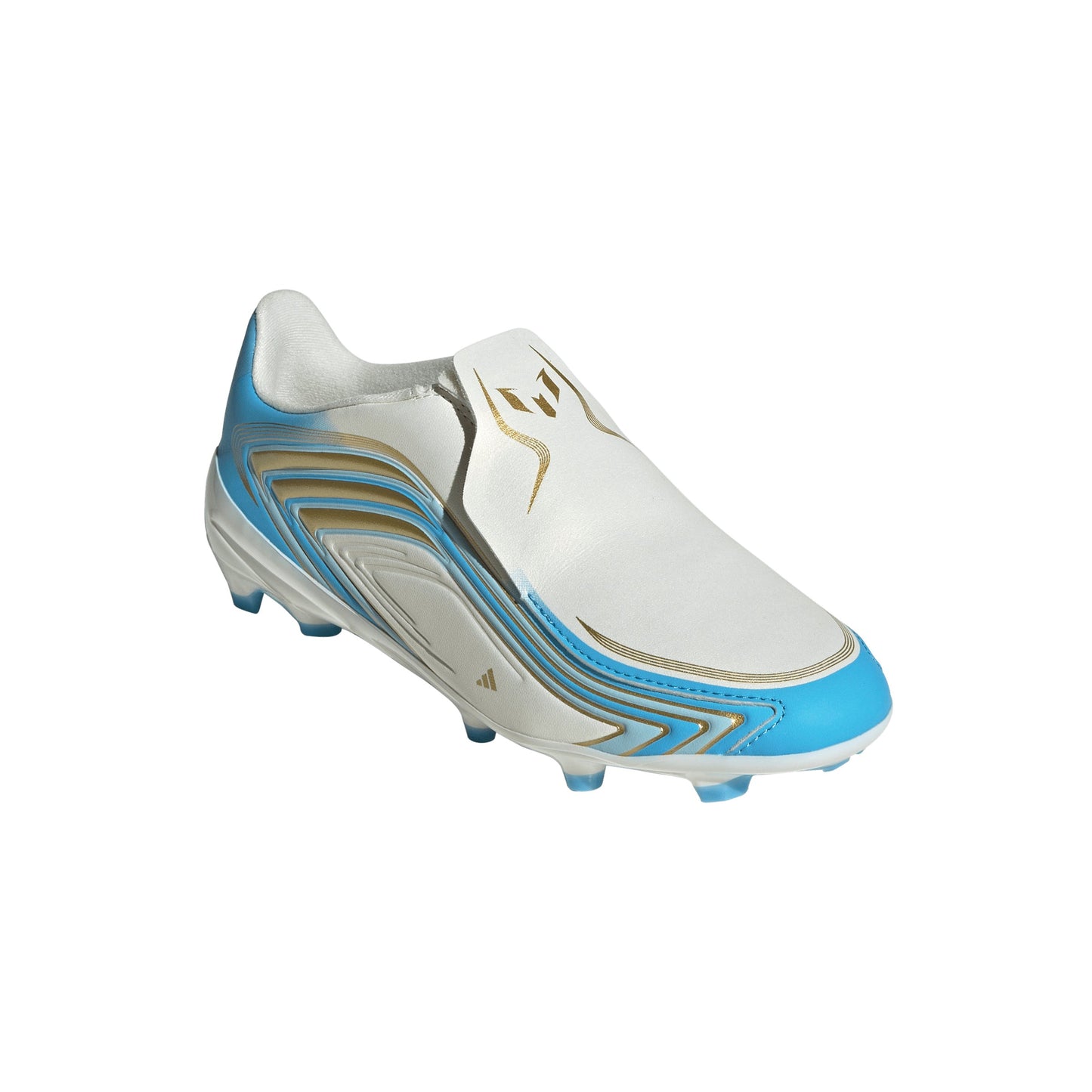 adidas F50 Messi League Junior FG Firm Ground Soccer Cleats - Ivory / Semi Blue Burst / Icey Blue