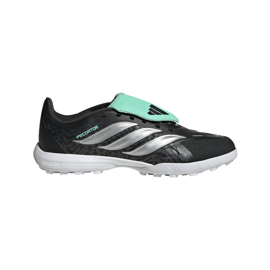 adidas Junior Predator League FT Fold Tongue TF Turf Soccer Shoes - Core Black/Silver Met/Pulse Mint