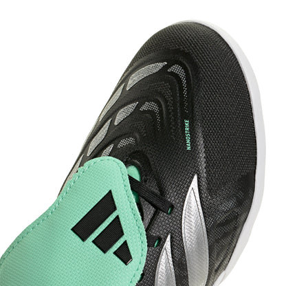 adidas Junior Predator League FT Fold Tongue TF Turf Soccer Shoes - Core Black/Silver Met/Pulse Mint