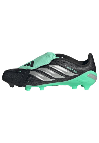 adidas Junior Predator League FT Fold Tongue FG Firm Ground Soccer Cleats - Core Black/Silver Met/Pulse Mint