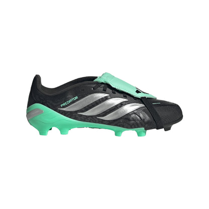 adidas Junior Predator League FT Fold Tongue FG Firm Ground Soccer Cleats - Core Black/Silver Met/Pulse Mint
