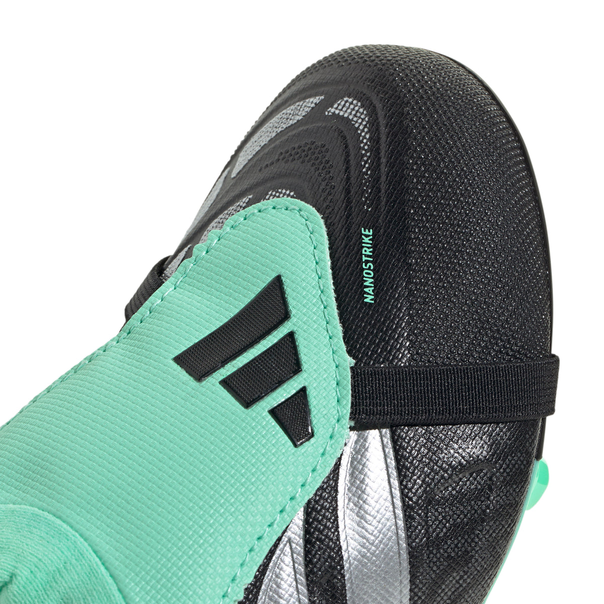 adidas Junior Predator League FT Fold Tongue FG Firm Ground Soccer Cleats - Core Black/Silver Met/Pulse Mint