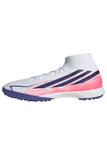adidas F50 Hyperfast League Mid TF Turf Soccer Shoes - Ftwr White/Solar Purple/Solar Turbo