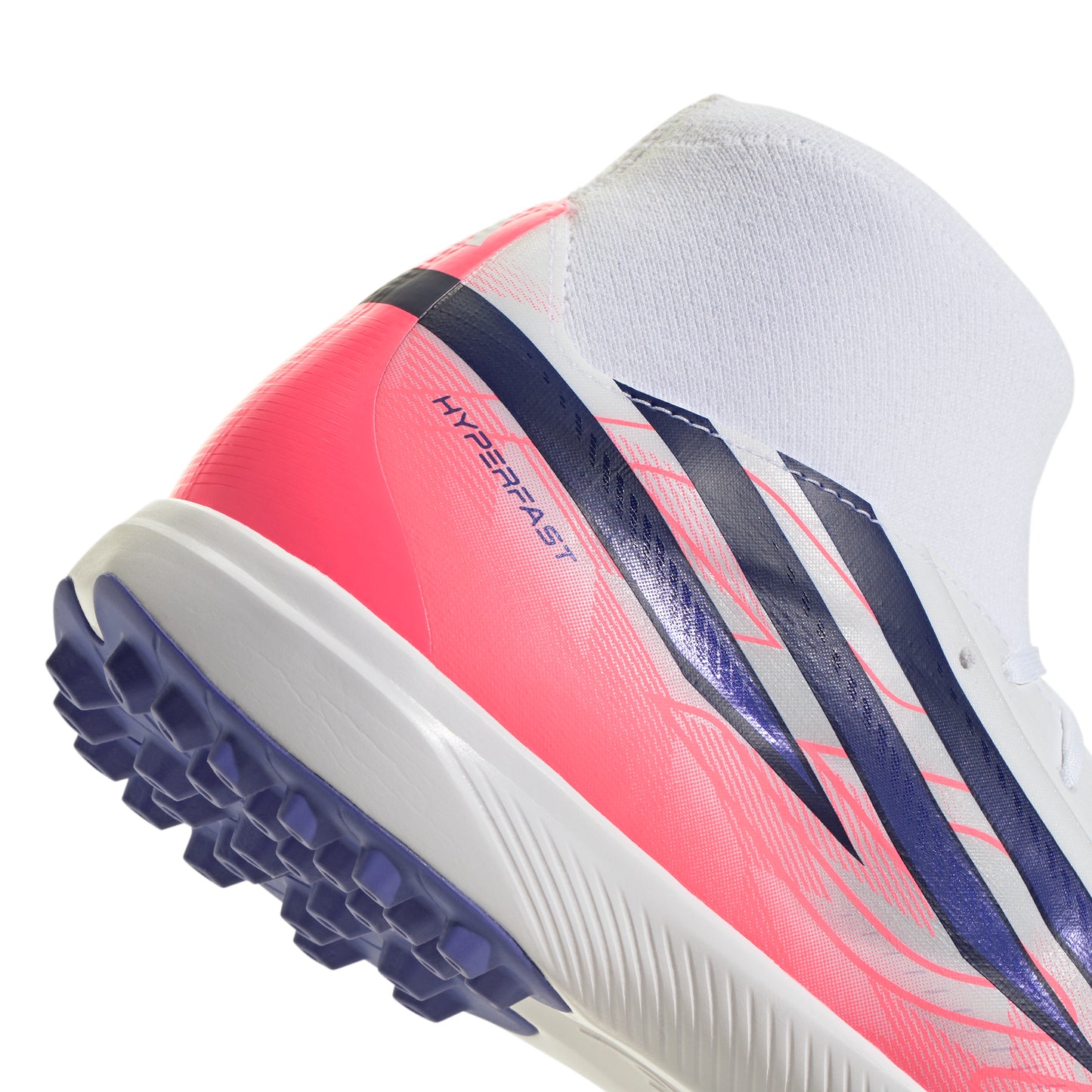 adidas F50 Hyperfast League Mid TF Turf Soccer Shoes - Ftwr White/Solar Purple/Solar Turbo