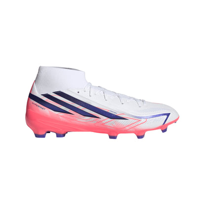 adidas F50 Hyperfast League Mid FG Firm Ground Soccer Cleats - Ftwr White/Solar Purple/Solar Turbo