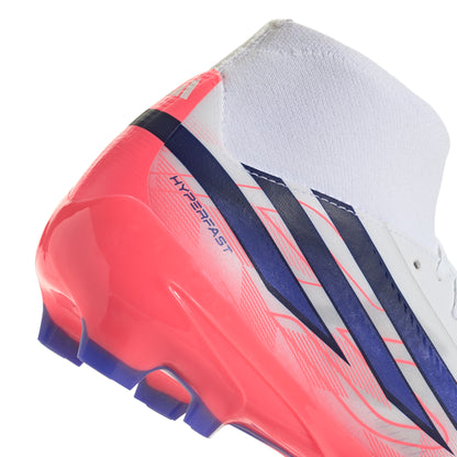 adidas F50 Hyperfast League Mid FG Firm Ground Soccer Cleats - Ftwr White/Solar Purple/Solar Turbo