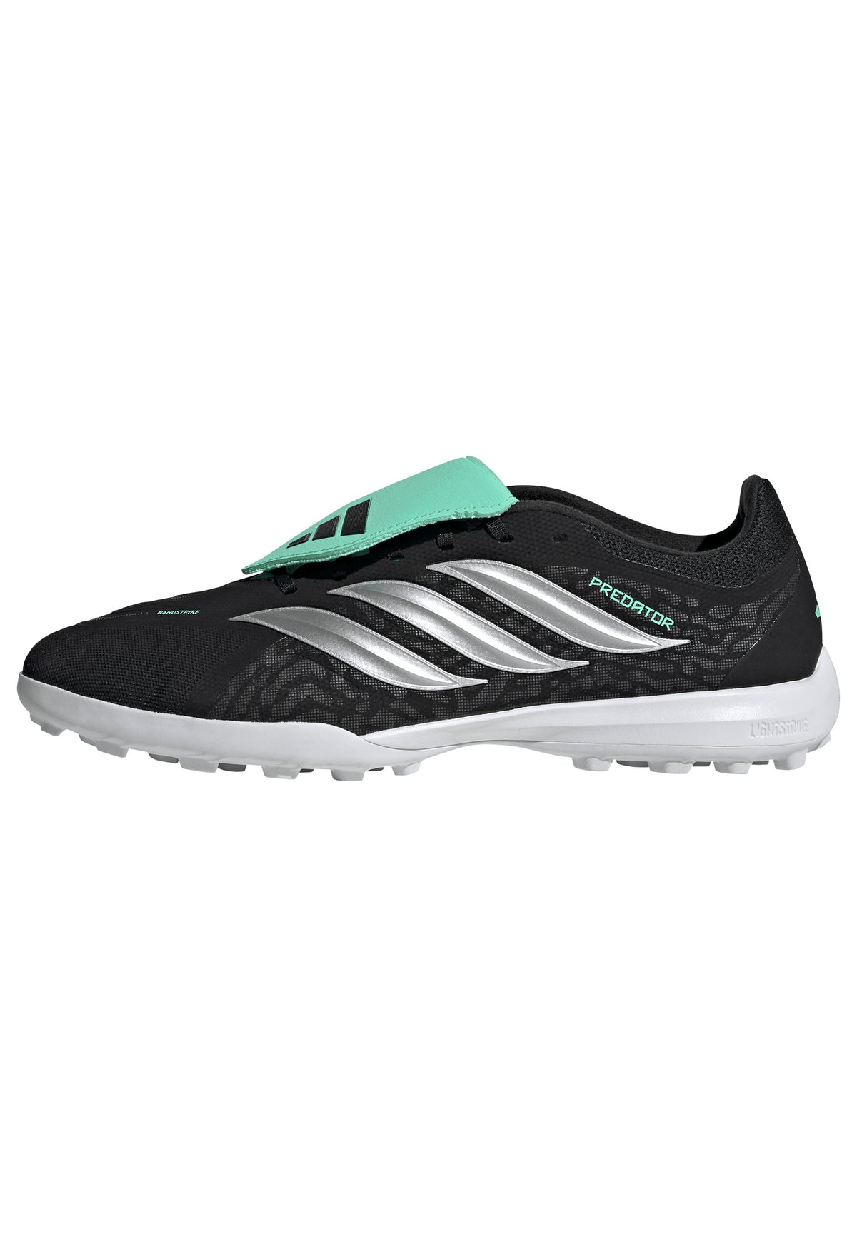 adidas Predator League FT Fold Tongue TF Turf Soccer Shoes - Core Black/ Silver Metal/ Pulse Mint