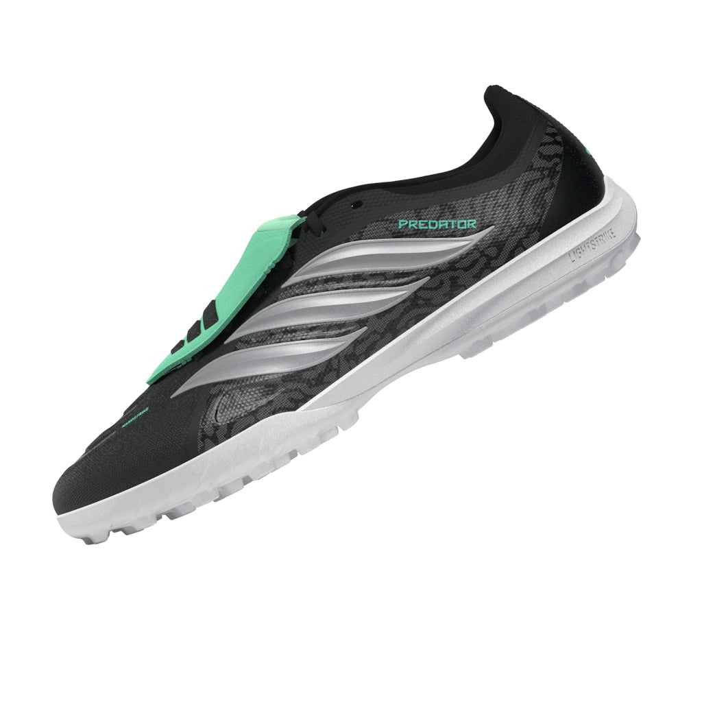 adidas Predator League FT Fold Tongue TF Turf Soccer Shoes - Core Black/ Silver Metal/ Pulse Mint