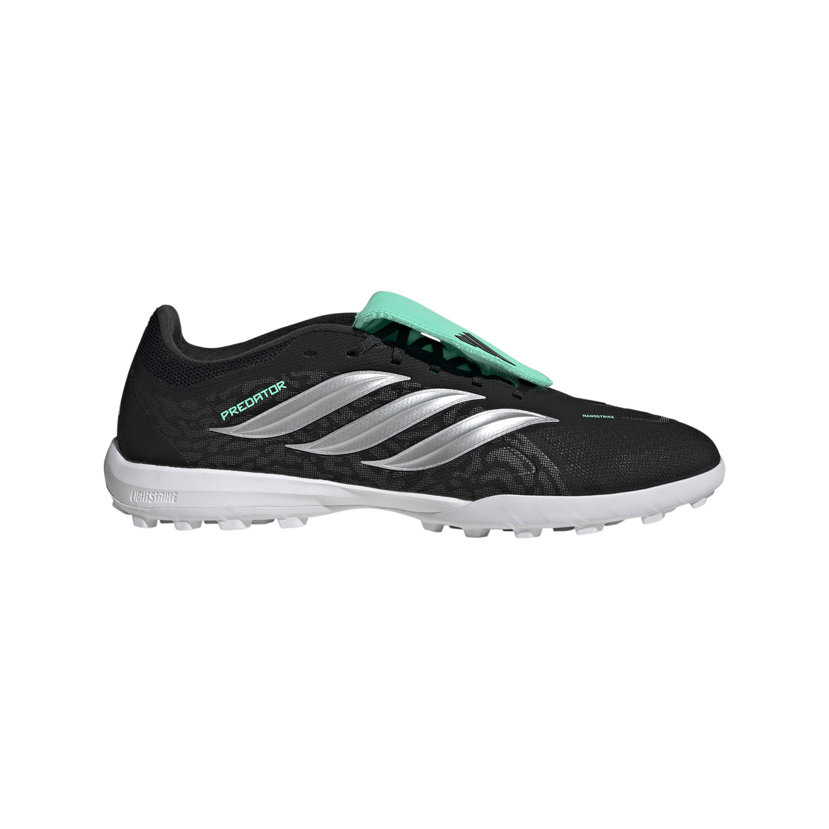 adidas Predator League FT Fold Tongue TF Turf Soccer Shoes - Core Black/ Silver Metal/ Pulse Mint
