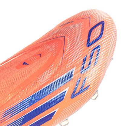 adidas F50 Elite Laceless FG Firm Ground Soccer Cleats- Beam Orange / Lucid Blue / Cloud White