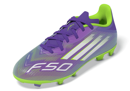 adidas Junior F50 League FG Firm Ground Soccer Cleats - Purrus/ FTWhite/ Luclem