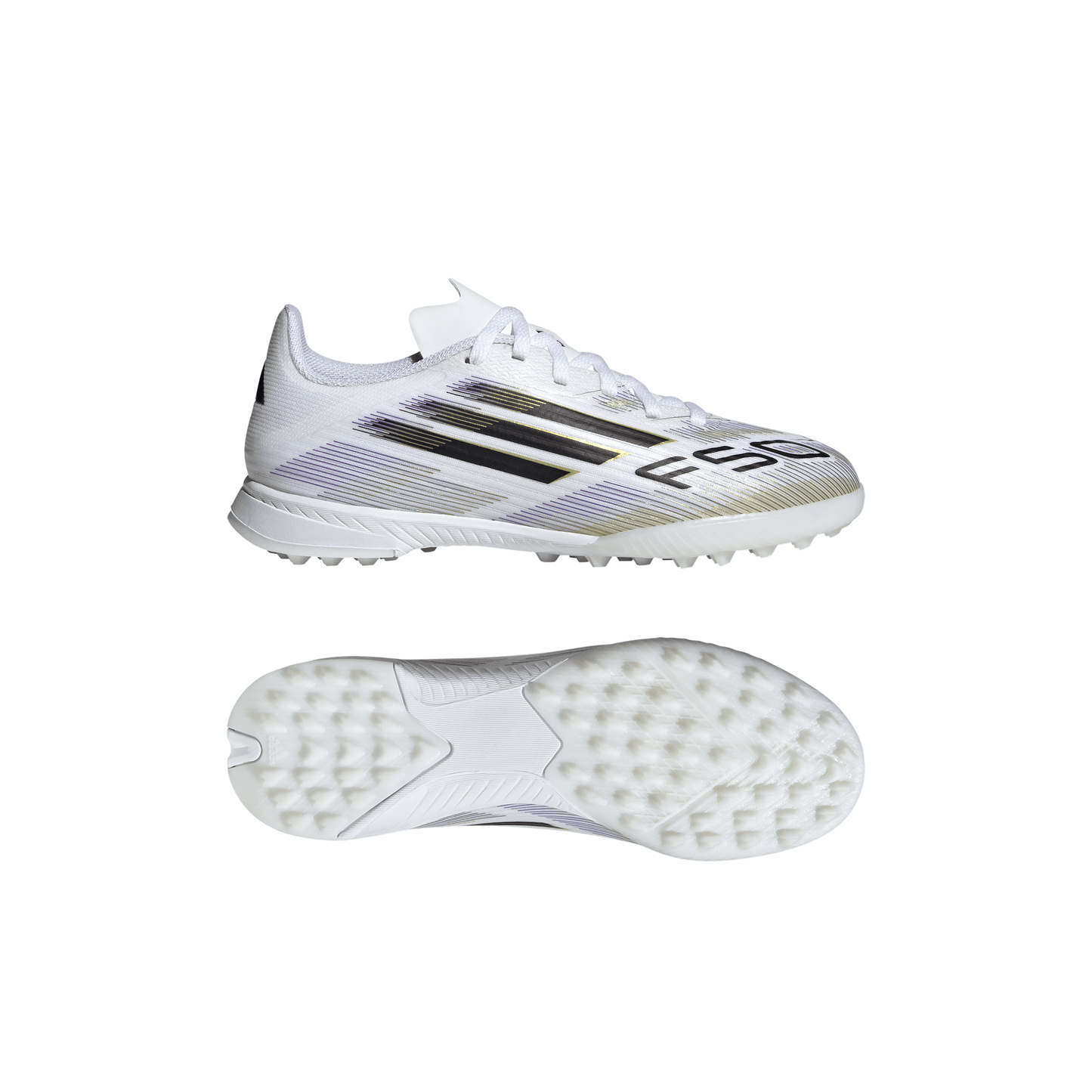 adidas F50 League TF Turf Junior - Ftwr White/Core Black/Gold Met