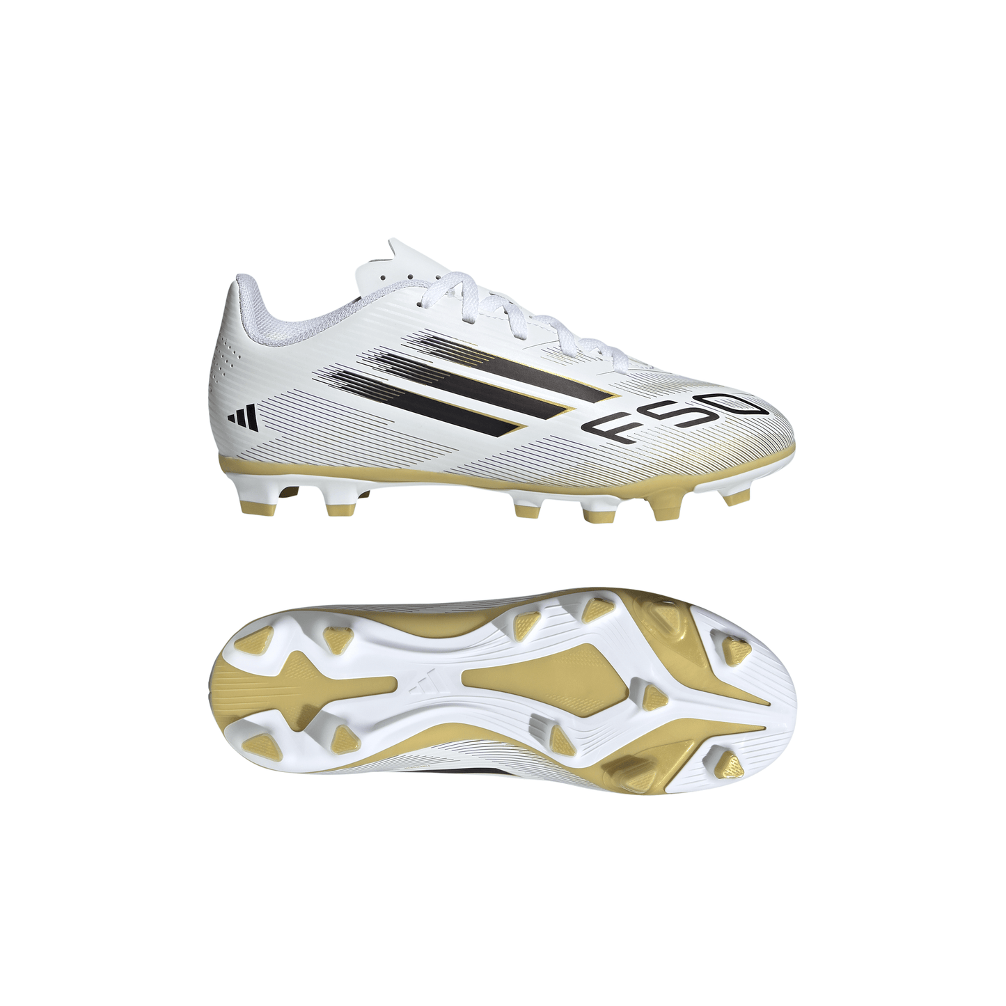 adidas F50 Club FG Firm Ground Soccer Cleats Junior -FtwWht/ Lucred/ Silvmt