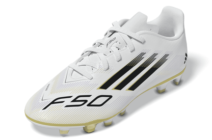 adidas F50 Club FG Firm Ground Soccer Cleats Junior -FtwWht/ Lucred/ Silvmt
