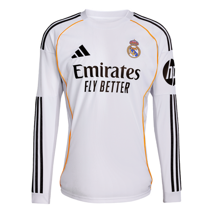 adidas Men's Replica Real Madrid Long Sleeve Home Jersey 2025/2026