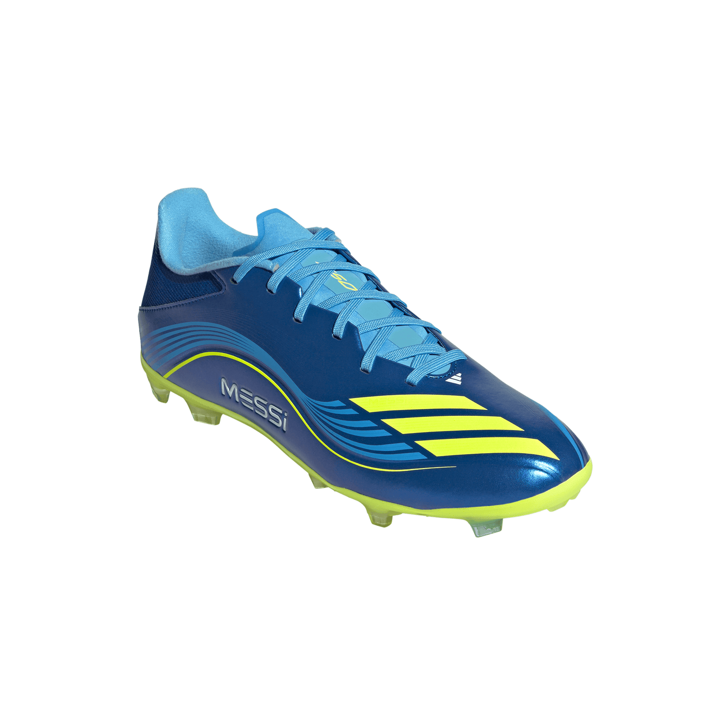 adidas F50 Messi League FG Firm Ground Soccer Cleats - Team Royal Blue/Solar Yellow/Semi Blue Burst