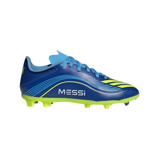 adidas Junior F50 League MESSI FG Firm Ground Soccer Cleats - Team Royal Blue/ Solar Yellow/ Semi Blue Burst